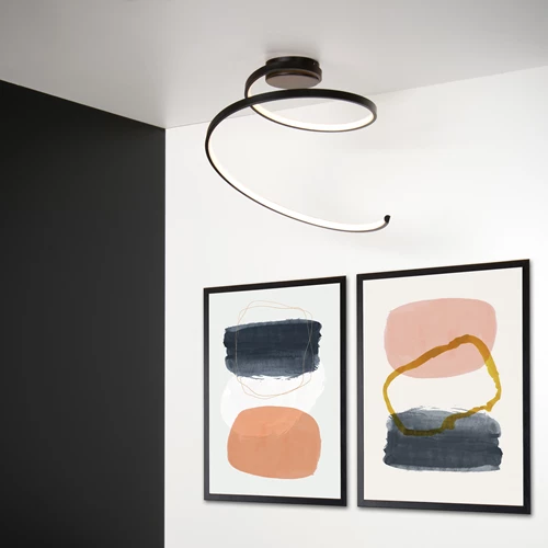 Lucide MAXENCE - Plafonnier - Ø 46 cm - LED 3 StepDim - 1x24W 3000K - Noir - ambiance 1